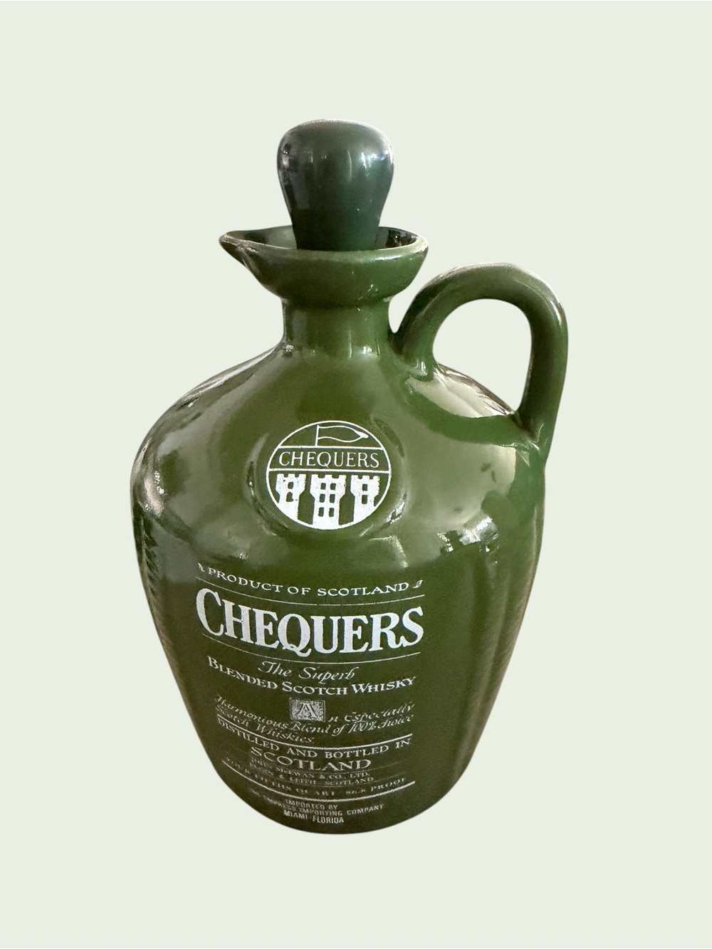 Vintage Chequers Blended Scotch Whiskey Stoneware Jug